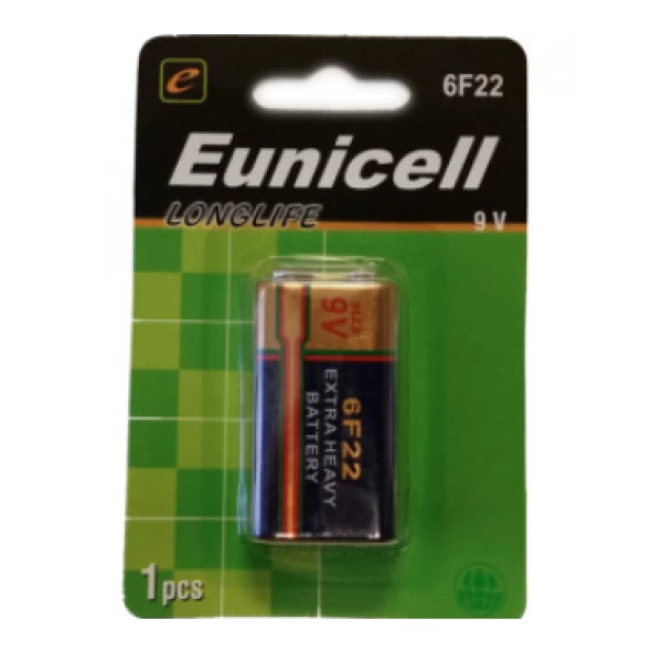 1 x Eunicell PP3 / 6F22 9V Carbon-Zinc Battery
